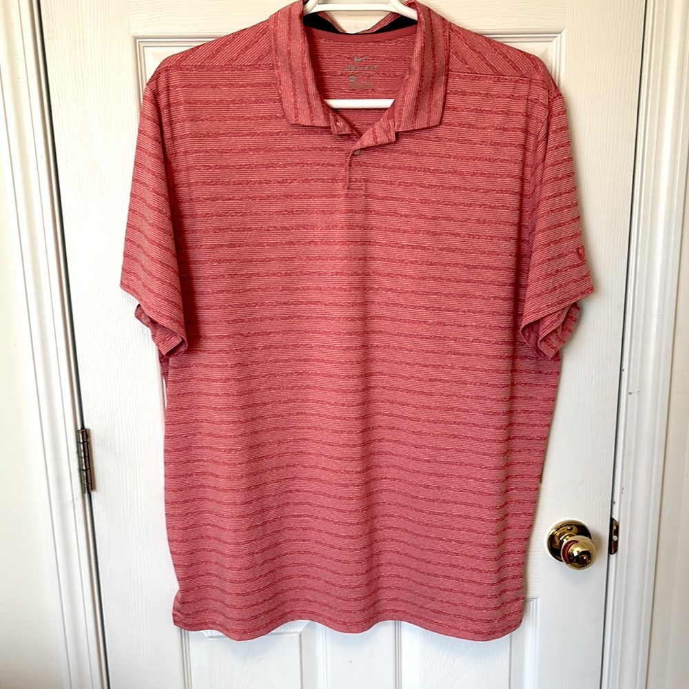 Nike Dri-Fit Men's Red / Orange Striped Polo Shirt Sz. XXL